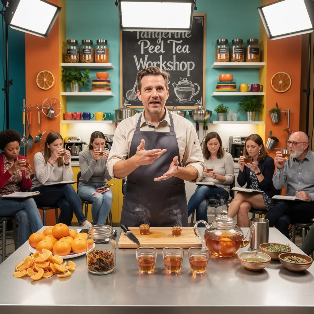 Sklenený čajník s horúcim čajom z mandarínkovej kôry