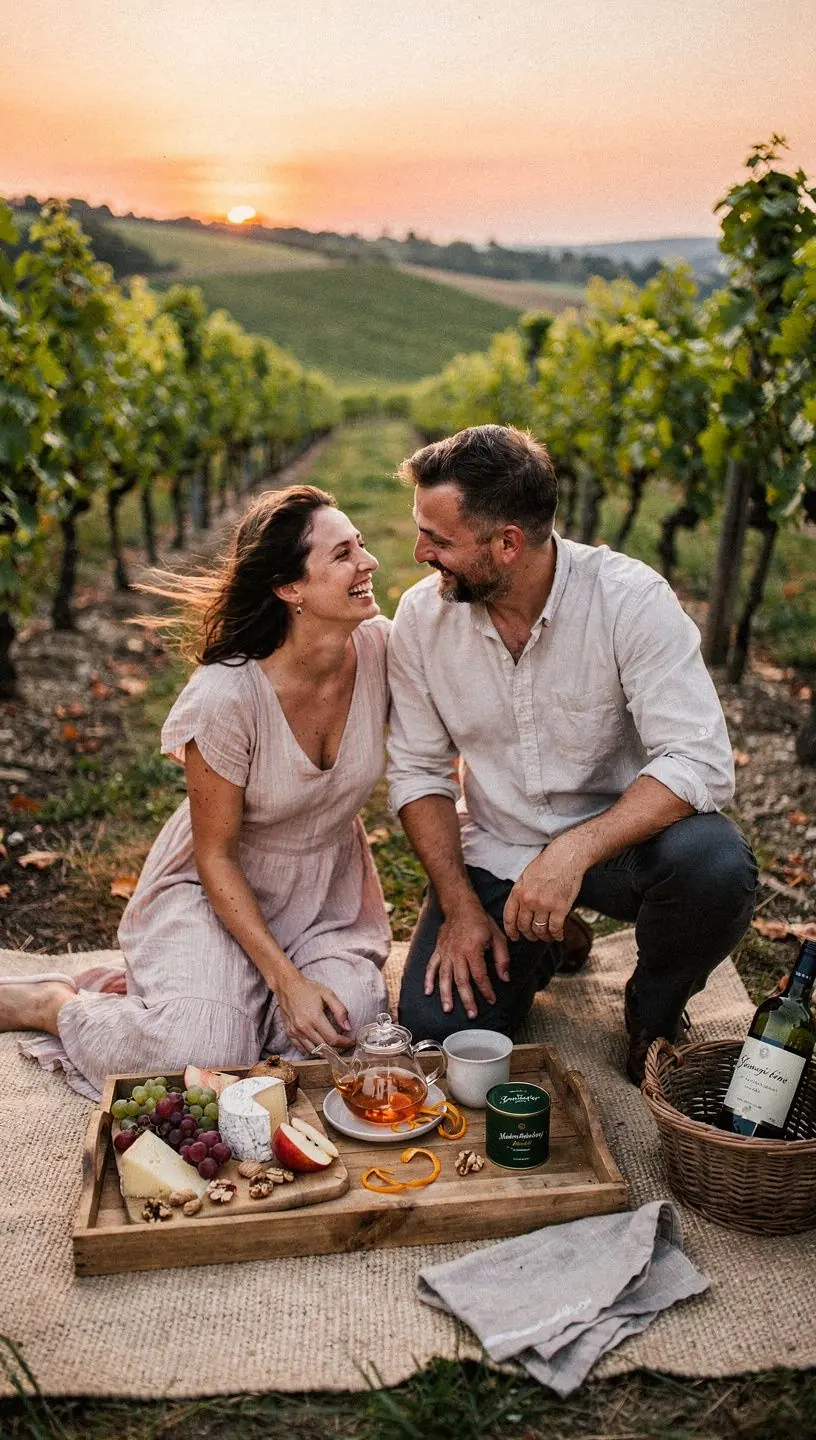 Citrusový čaj servírovaný na drevenom podnose s čerstvými plodmi