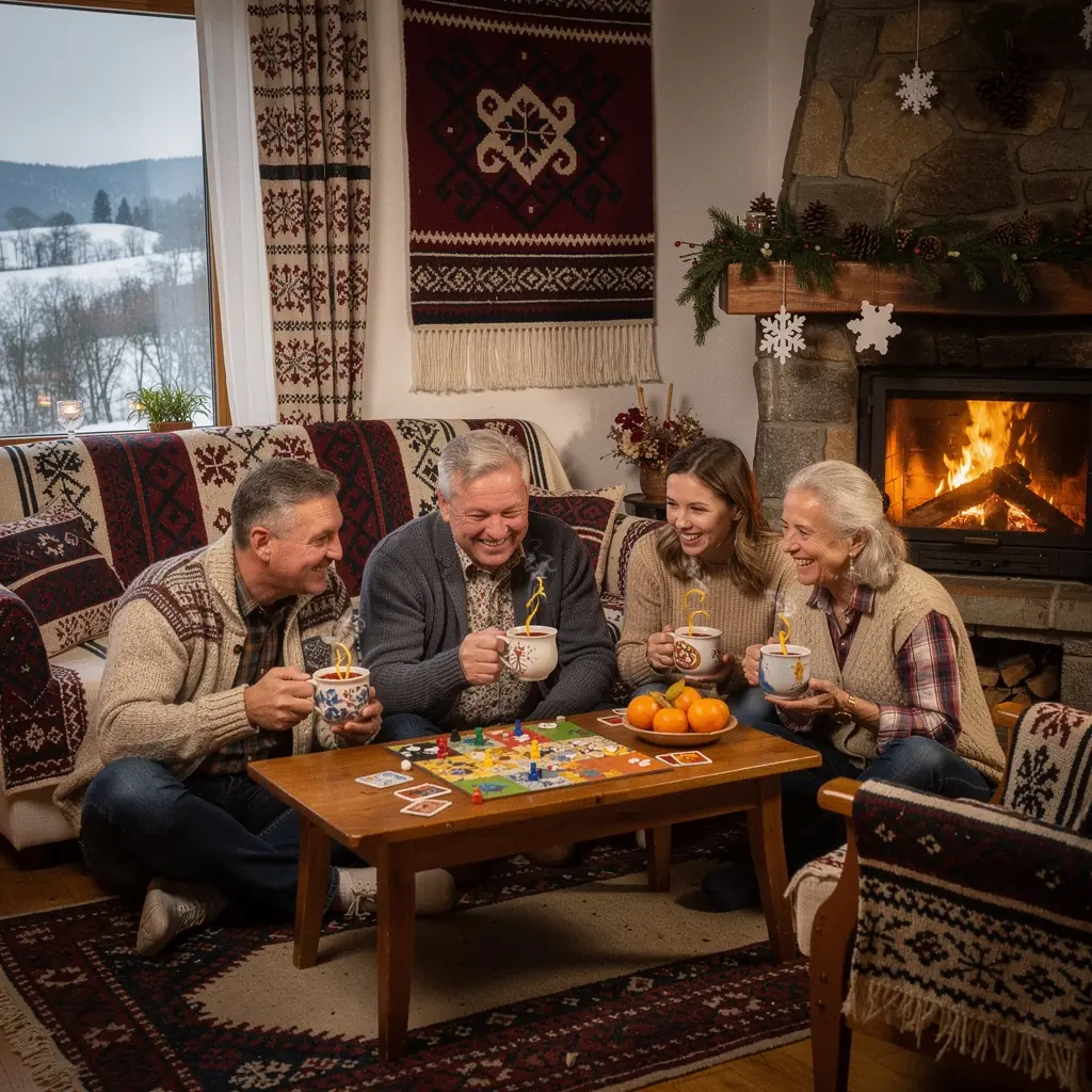 Šálka čaju z mandarínkovej kôry na stole s teplým svetlom v pozadí.