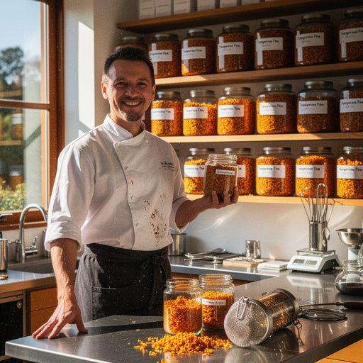 Čaj z mandarínkových šupiek s jasnou citrusovou farbou v šálke.